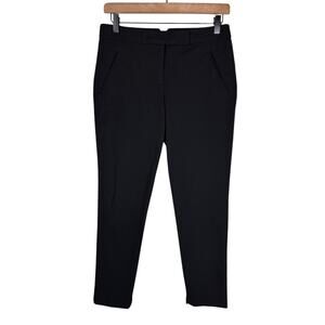 Trina Turk Black Woven Slim Leg Ankle Cropped Mid Rise Career Pants Slacks